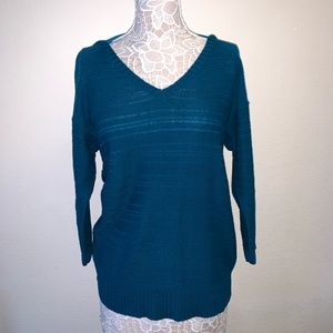 AB Studio V-neck Sea Blue Teal Sweater